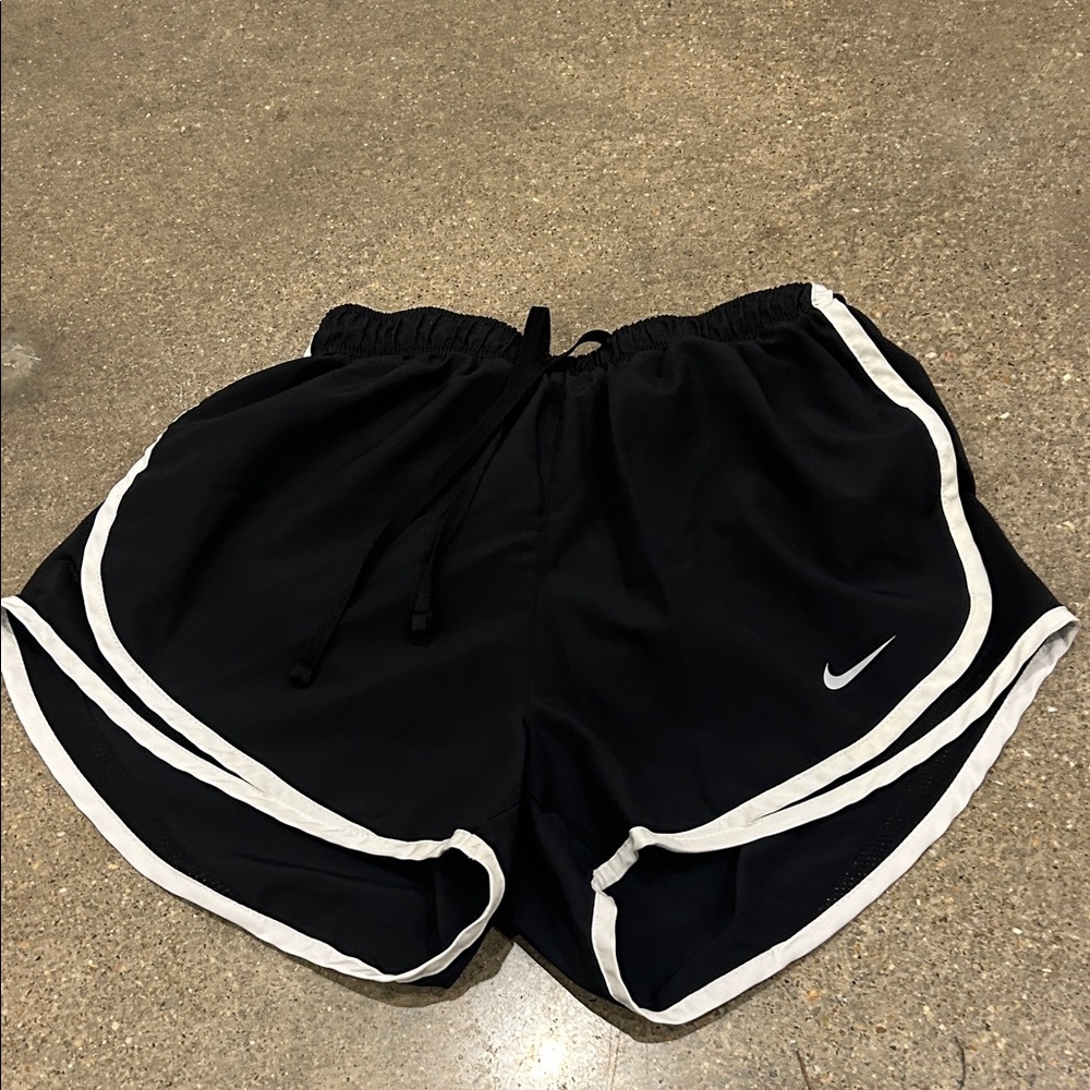 Nike Black Athletic Shorts with White Piping